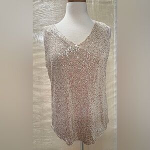 SHEIN Silver Sequin V-Neck Tank Top